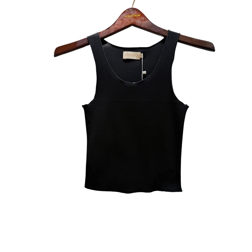 Choosy Womens Black Ribbed Knit Scoop Neck Tank Top XS NWT